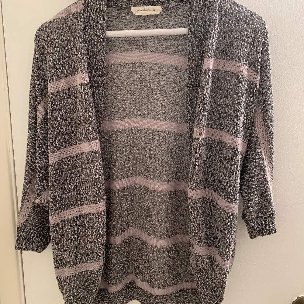 Textured Grey with lavender strips Cardigan